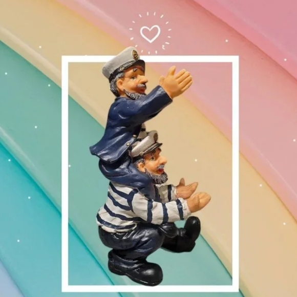 Two men Sea Captain Wine Holder Figurine  Statue - Picture 3 of 5